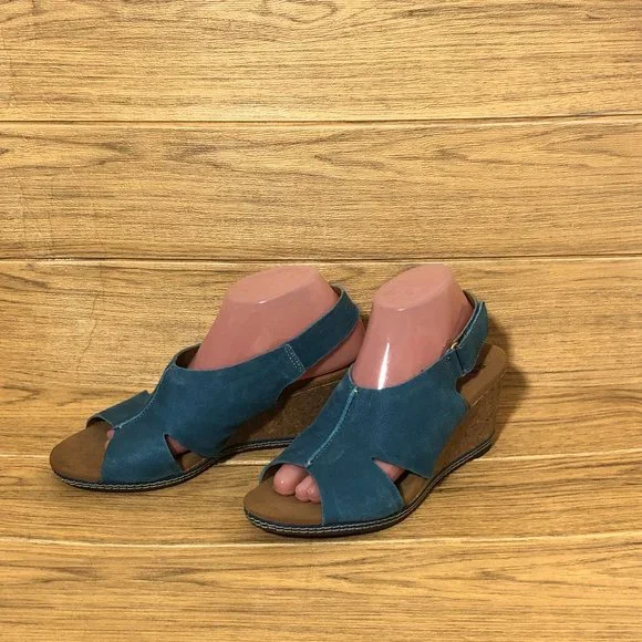Clarks Shoes Clarks Heeled Teal Sandals Poshmark